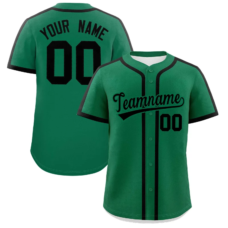 Baseball Jersey With Buttons-Custom Kelly Green Black Personalized Classic Authentic Baseball Jersey