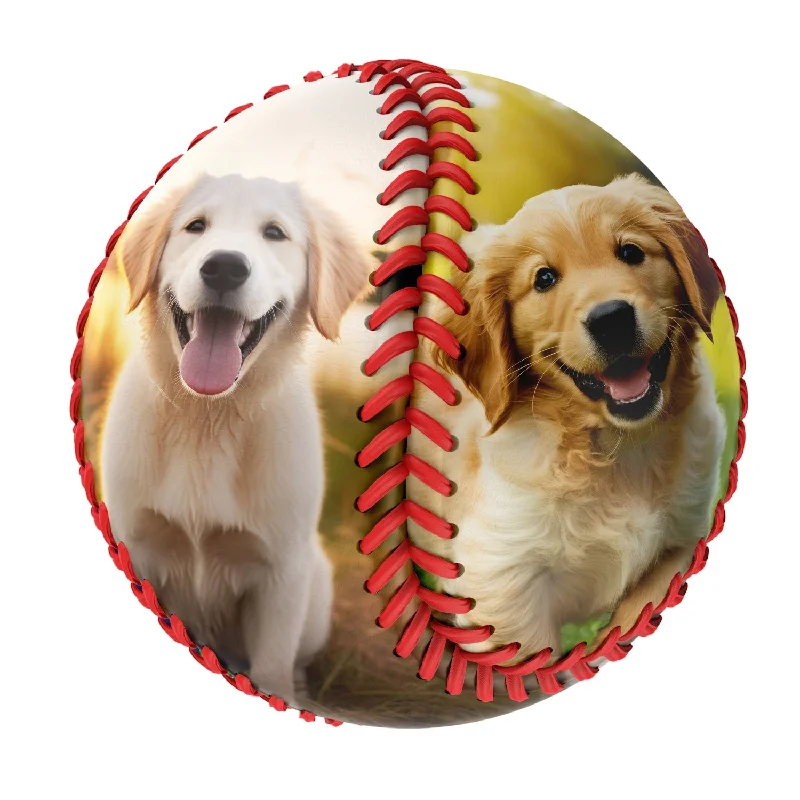 Baseball Player-Personalized 2 Pet Dog Photo Baseballs