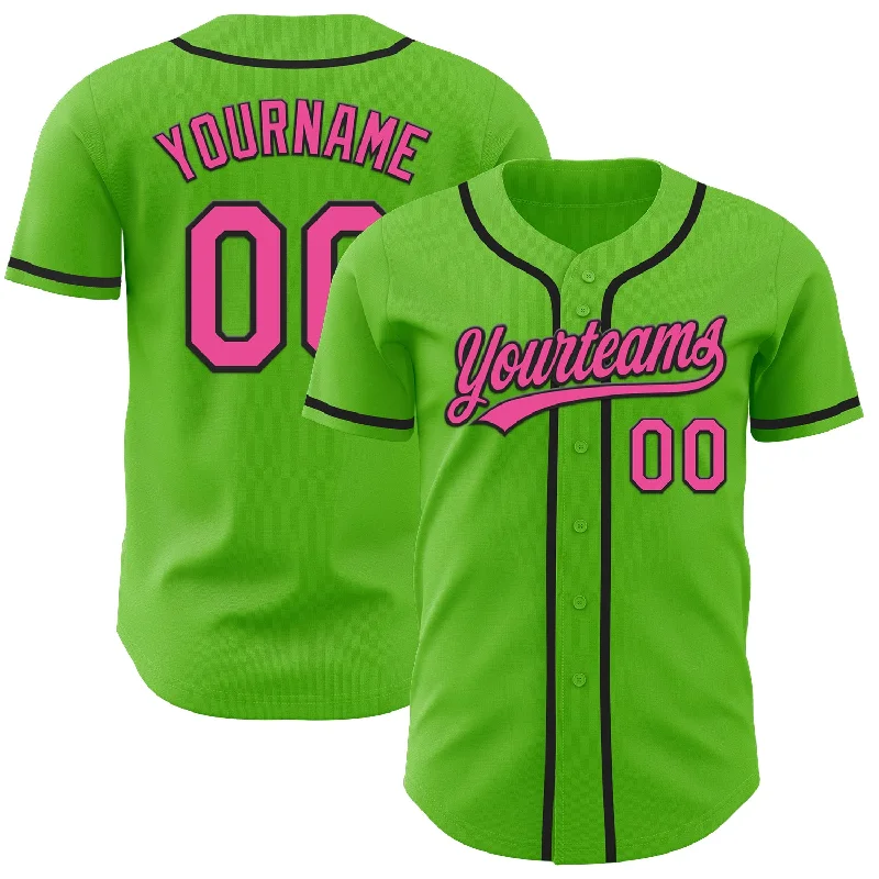 Baseball Jersey For Cold Weather-Custom Aurora Green Pink-Black Authentic Baseball Jersey