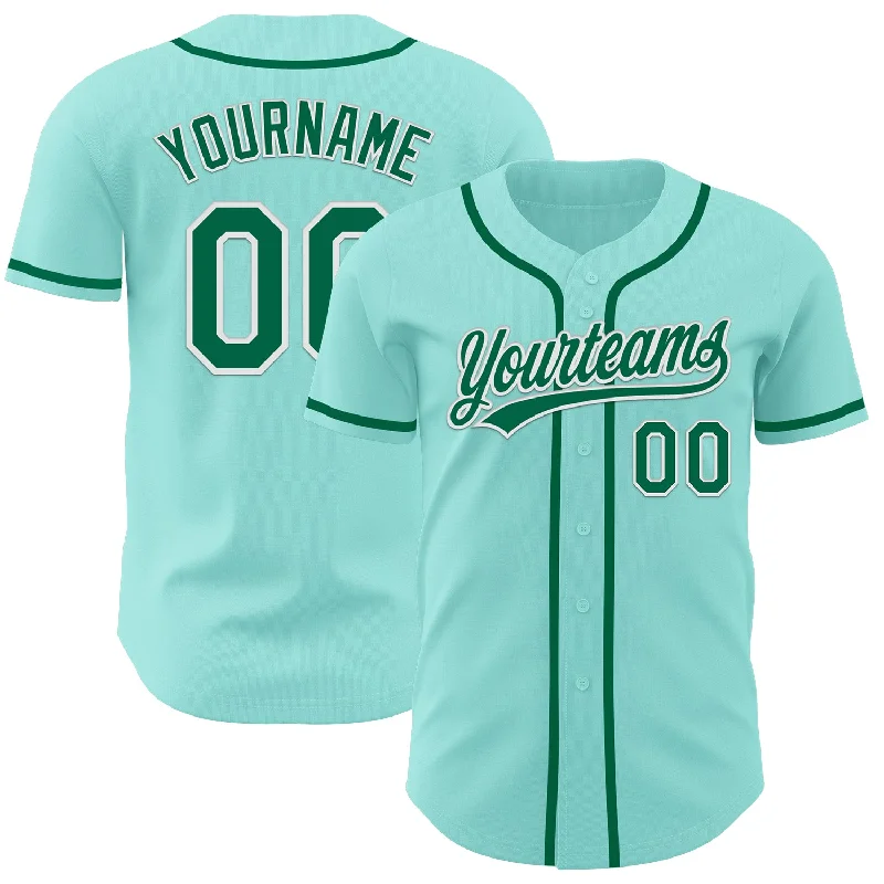 Baseball Jersey With Team Name-Custom Ice Blue Kelly Green-White Authentic Baseball Jersey