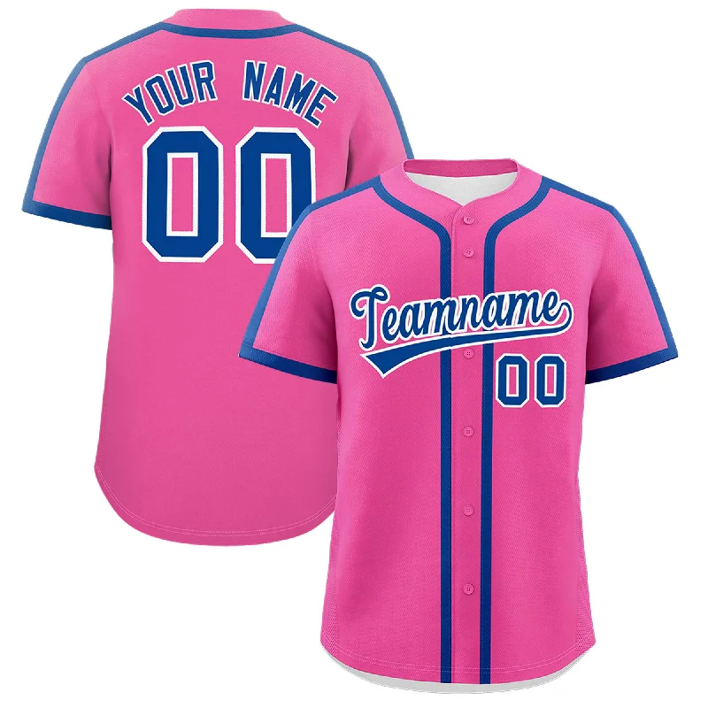 Baseball Jersey With Premium Stitching-Custom Pink Royal Personalized Classic Authentic Baseball Jersey