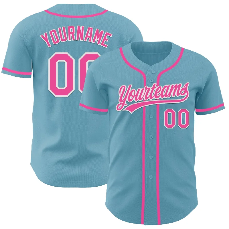 Baseball Jersey With Split Color Design-Custom Shadow Blue Pink-White Authentic Baseball Jersey