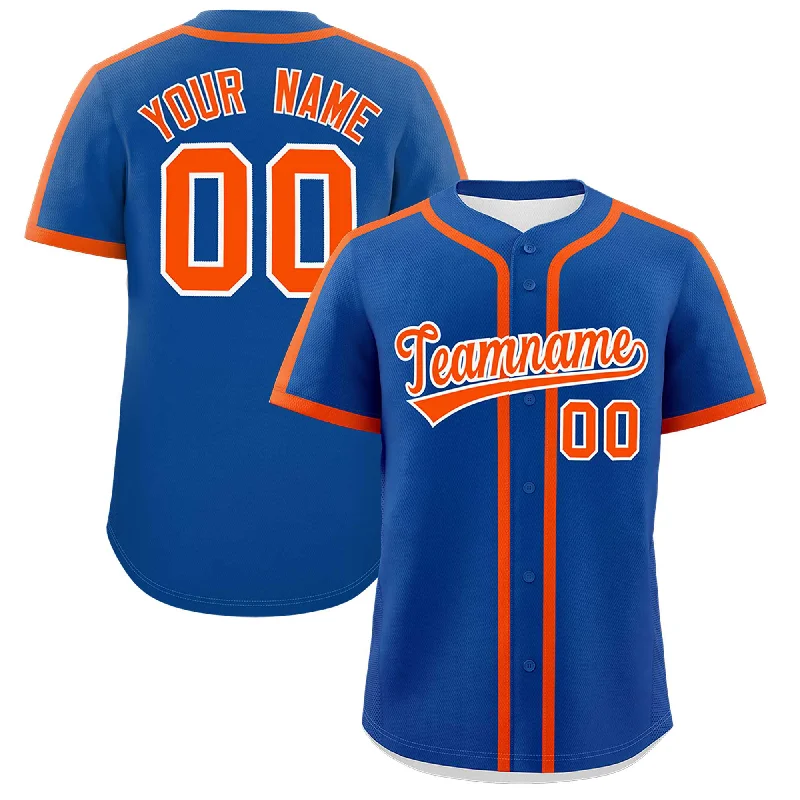 Baseball Jersey With V-Neck Design-Custom Royal Orange Personalized Classic Authentic Baseball Jersey