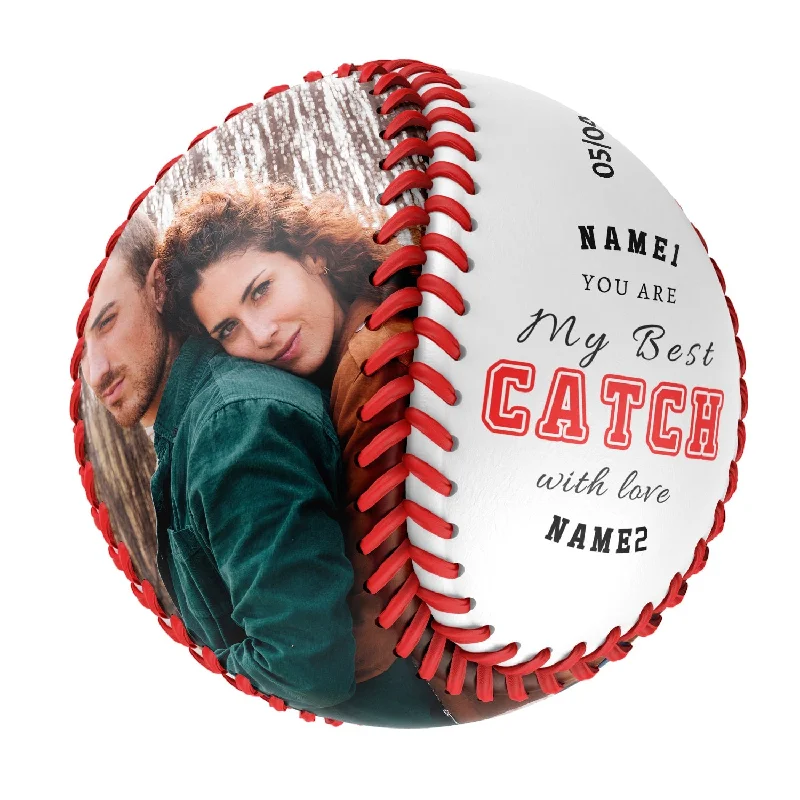 Baseball Conditioning-You Are Best Catch With Love Personalized Anniversary Name Date Photo White Baseballs