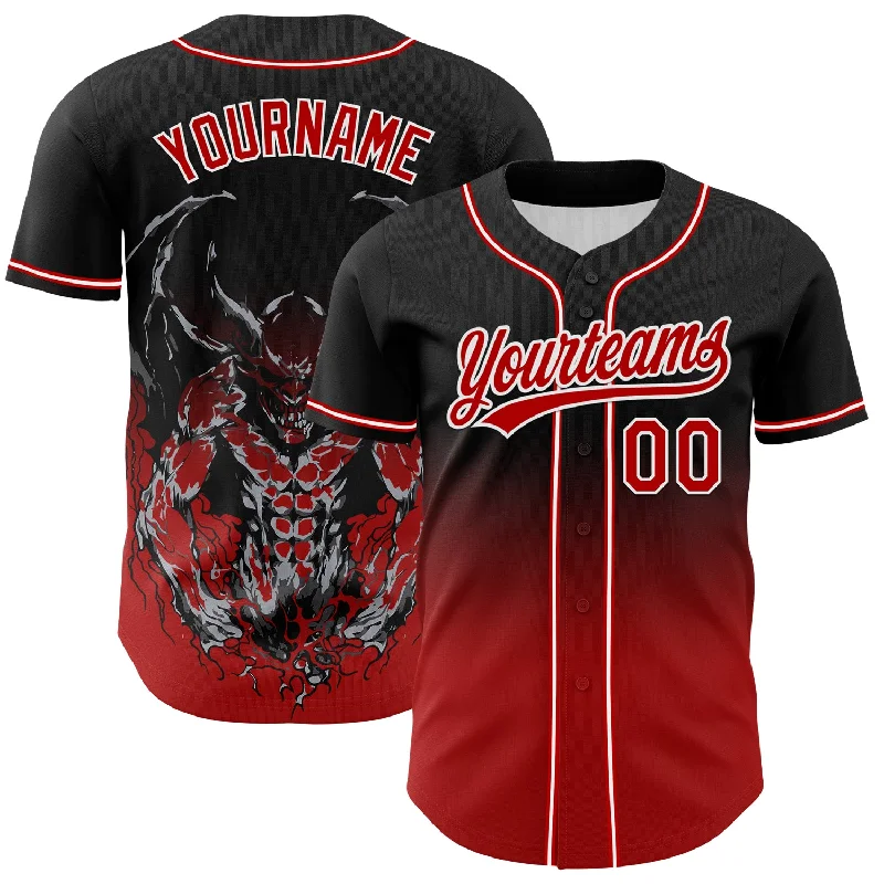 Baseball Jersey With Camo Print-Custom Black Red-White 3D Pattern Halloween Skull Authentic Baseball Jersey