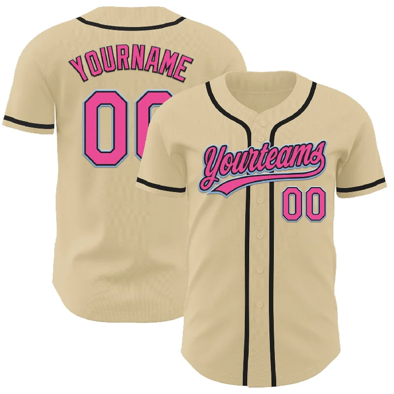 Baseball Jersey With Modern Patterns-Custom Sand Pink Black-Light Blue Authentic Baseball Jersey