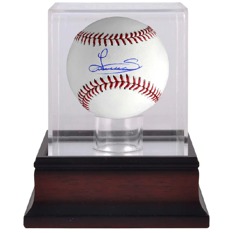 Baseball Mental Training-Luis Severino Signed New York Yankees  Baseball & Mahogany Baseball Display Case (Fanatics)