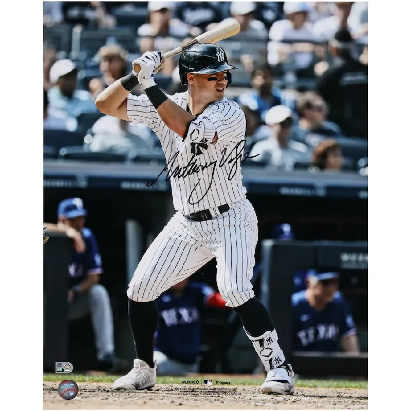 Baseball Jersey With Stadium Edition-Anthony Volpe Signed New York Yankees  16" x 20" Pinstripe Jersey Batting Stance Photograph (Fanatics)