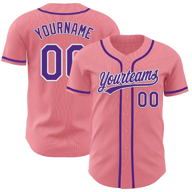 Baseball Jersey With Water Resistance-Custom Medium Pink Purple-White Authentic Baseball Jersey