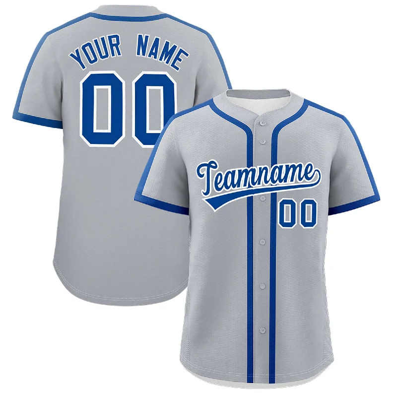 Baseball Jersey With Snap-Front Closure-Custom Gray Royal Personalized Classic Authentic Baseball Jersey