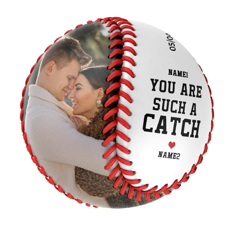 Baseball Speed Training-You Are Such A Catch Personalized Anniversary Name Date Photo White Baseballs