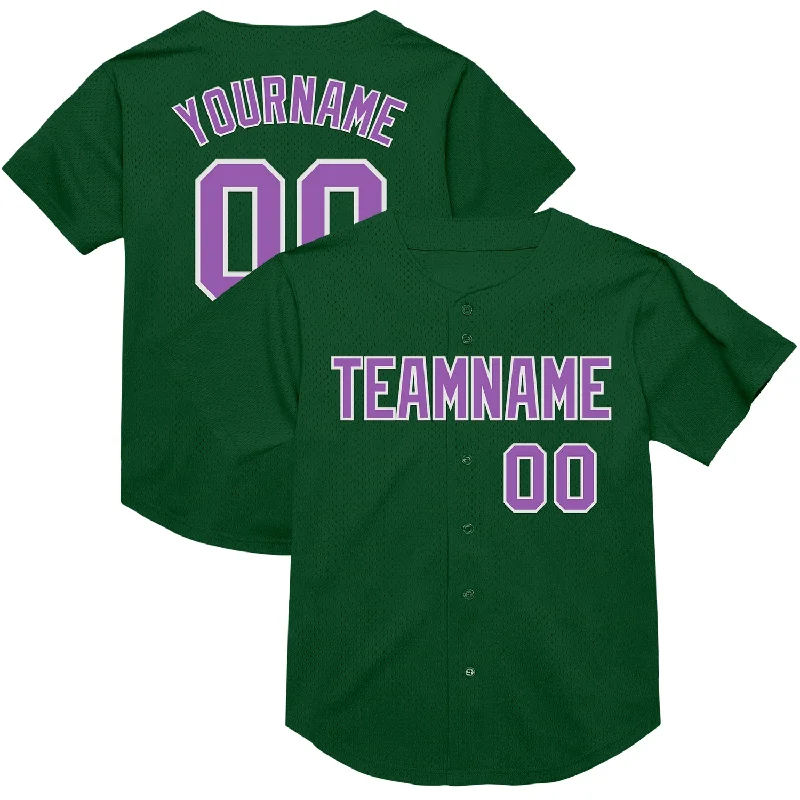 Baseball Jersey With Black And Gold-Custom Green Medium Purple-White Mesh Authentic Throwback Baseball Jersey