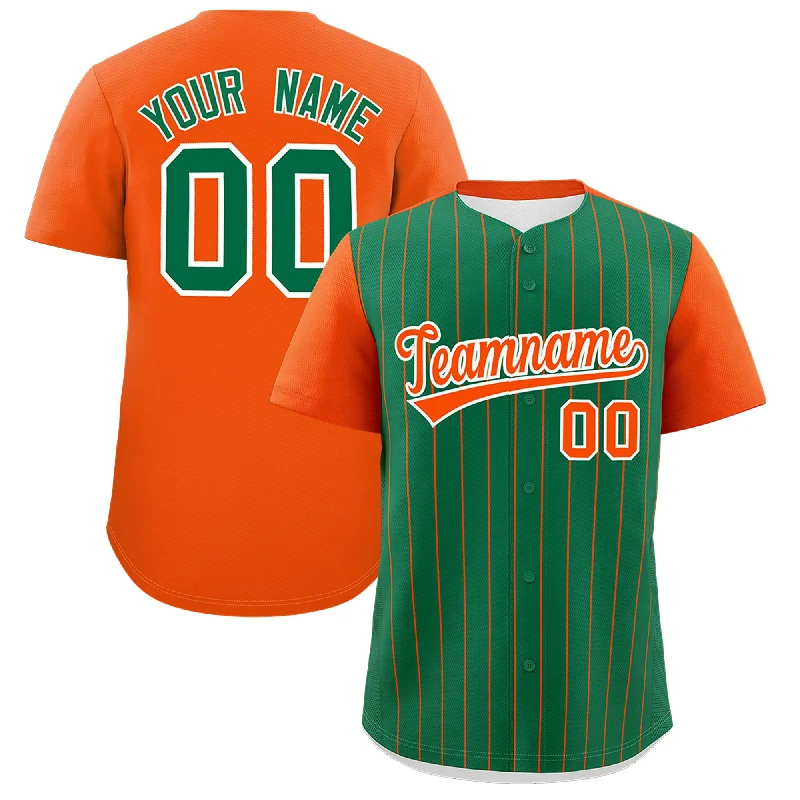 Baseball Jersey With Retro Style-Custom Kelly Green Orange Pinstripe Personalized Two-Tone Authentic Baseball Jersey