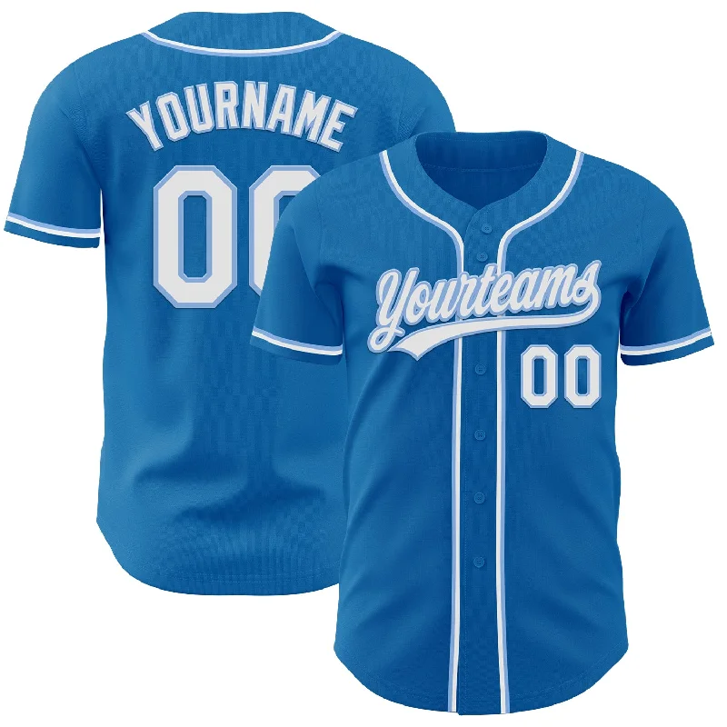 Baseball Jersey With Championship Edition-Custom Blue White-Light Blue Authentic Baseball Jersey