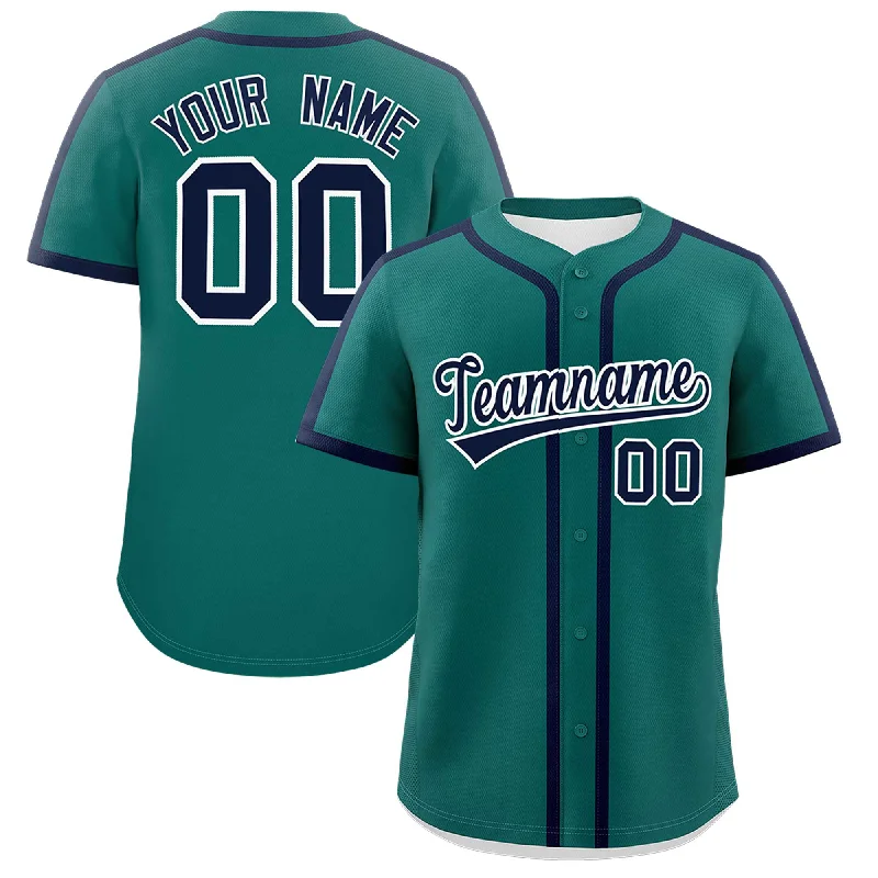 Baseball Jersey With Personalized Embroidery-Custom Aqua Navy Personalized Classic Authentic Baseball Jersey