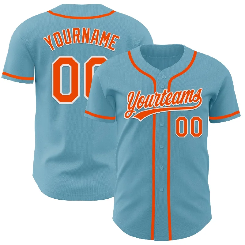 Baseball Jersey With Sun Protection-Custom Shadow Blue Orange-White Authentic Baseball Jersey