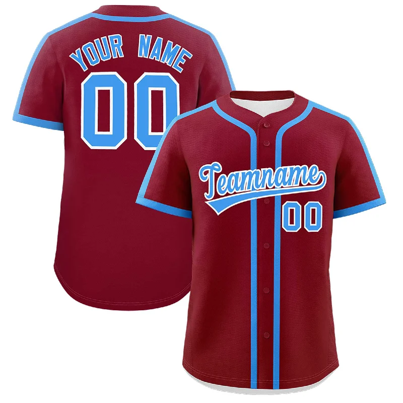 Baseball Jersey With Split Color Design-Custom Crimson Powder Blue Personalized Classic Authentic Baseball Jersey