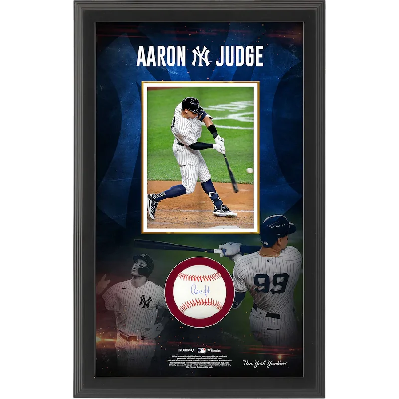 Baseball Outfield Tips-Aaron Judge Signed New York Yankees Baseball Shadowbox (Fanatics)