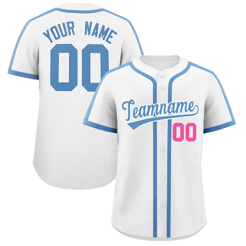 Baseball Jersey With Double-Layer Fabric-Custom White Light Blue Personalized Classic Authentic Baseball Jersey