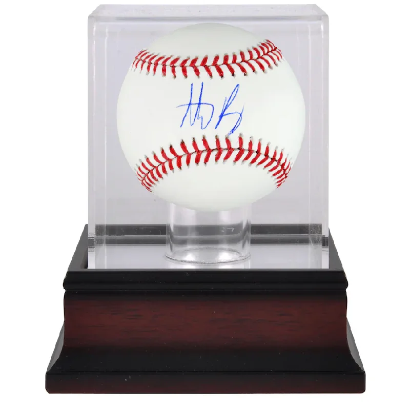 Baseball Strategies-Anthony Rizzo Signed New York Yankees  Baseball and Mahogany Baseball Display Case (Fanatics)