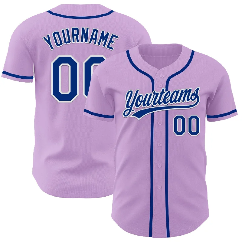 Baseball Jersey With Bold Lettering-Custom Light Purple Royal-White Authentic Baseball Jersey