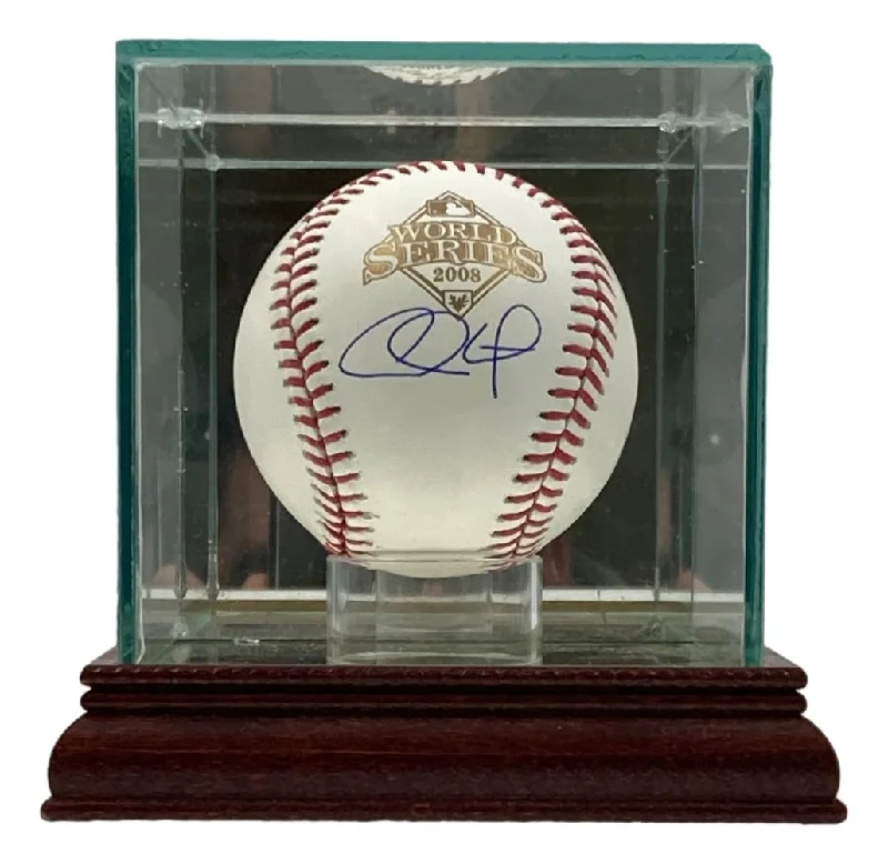 Chase Utley Signed Phillies 2008 World Series Baseball Fanatics w/ Case