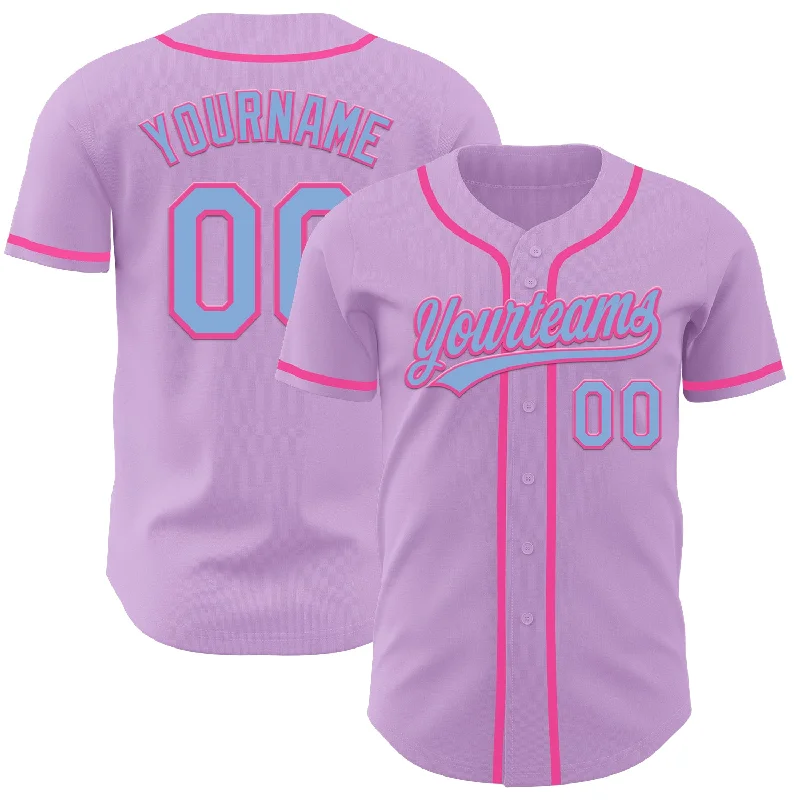 Baseball Jersey For Streetwear-Custom Light Purple Light Blue-Pink Authentic Baseball Jersey