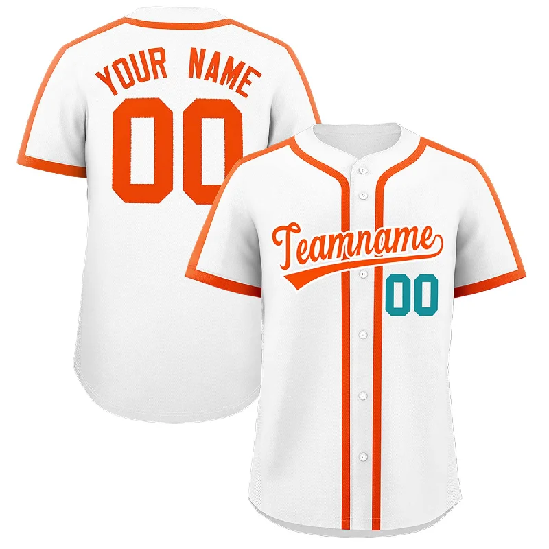 Baseball Jersey With Bold Lettering-Custom White Orange Personalized Classic Authentic Baseball Jersey