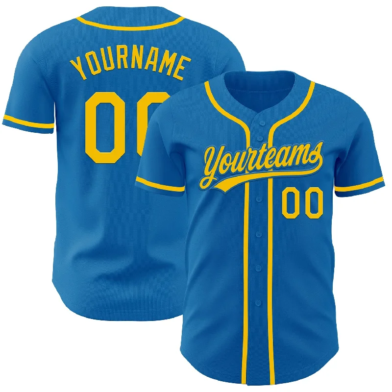 Baseball Jersey For Women-Custom Blue Yellow Authentic Baseball Jersey