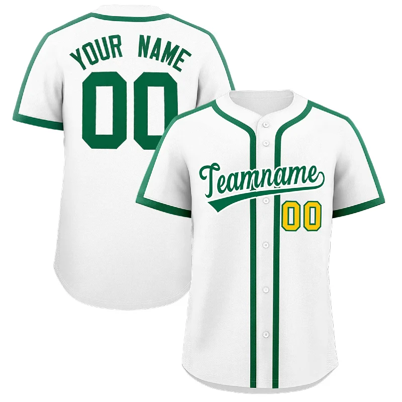 Baseball Jersey With Movie-Inspired Graphics-Custom White Kelly Green Personalized Classic Authentic Baseball Jersey