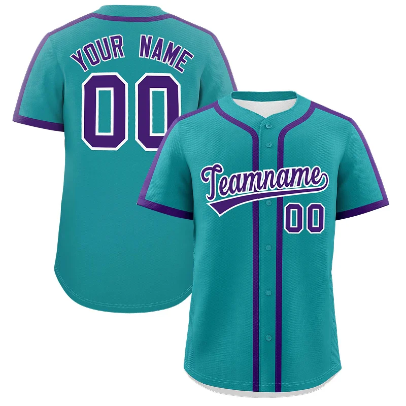 Baseball Jersey With Stitched Letters-Custom Teal Purple Personalized Classic Authentic Baseball Jersey