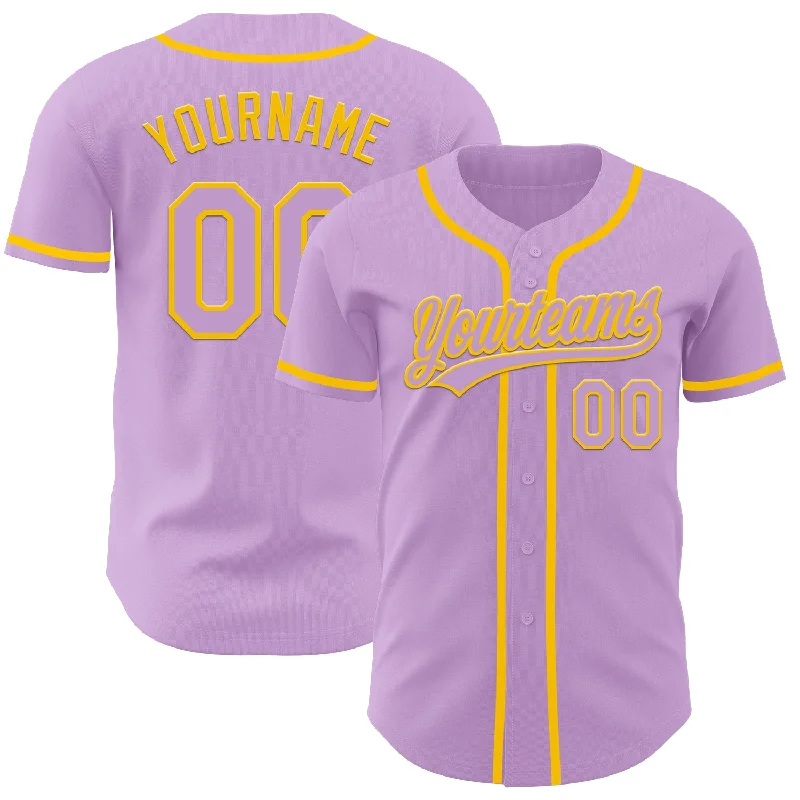 Baseball Jersey With Team Mascot-Custom Light Purple Yellow Authentic Baseball Jersey