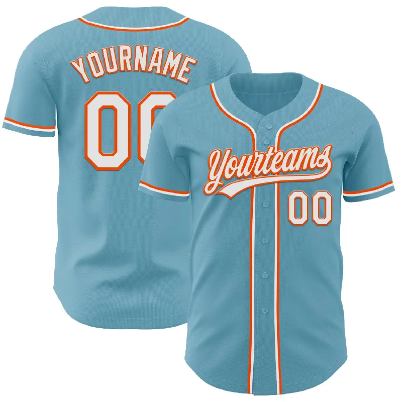 Baseball Jersey For College-Custom Shadow Blue White-Orange Authentic Baseball Jersey