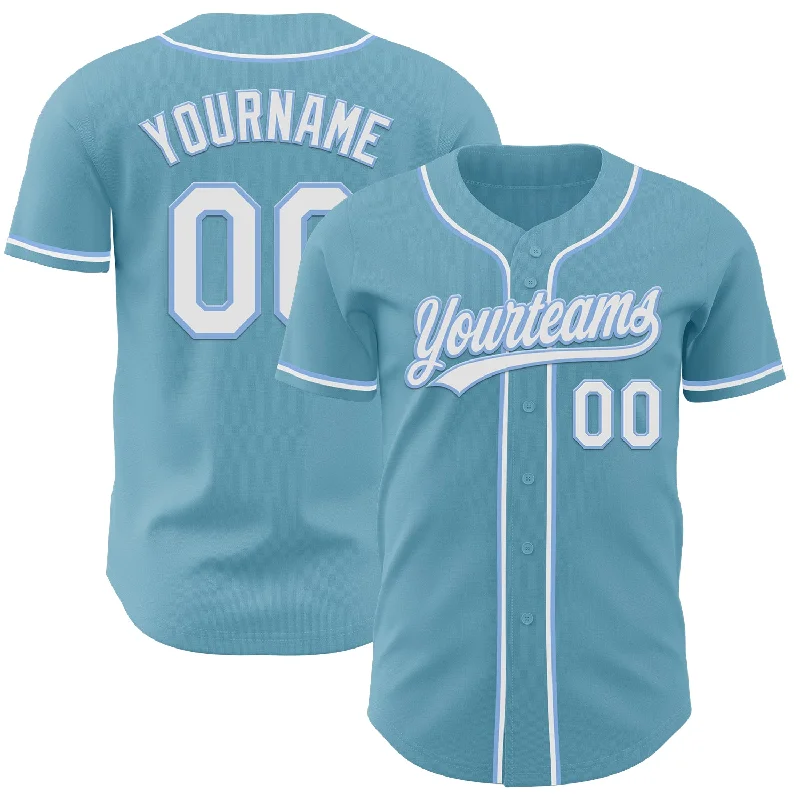 Baseball Jersey With Custom Patch-Custom Shadow Blue White-Light Blue Authentic Baseball Jersey