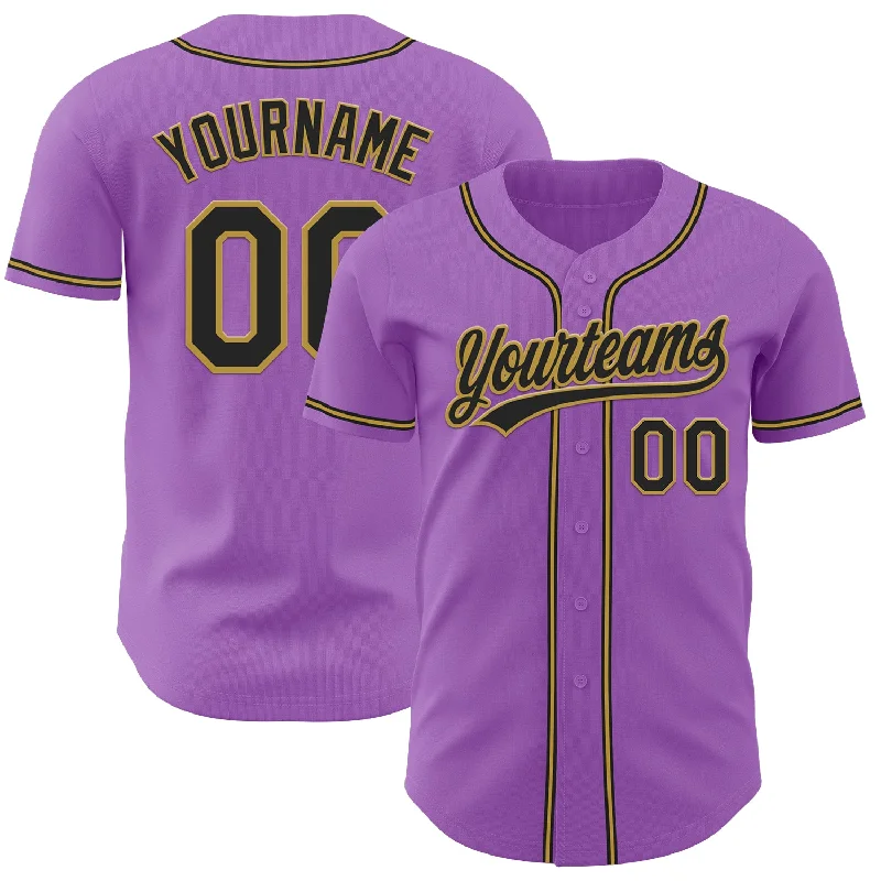 Baseball Jersey With Oversized Sleeves-Custom Medium Purple Black-Old Gold Authentic Baseball Jersey