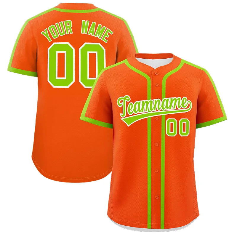 Baseball Jersey With No-Chafe Seams-Custom Orange Neon Green Personalized Classic Authentic Baseball Jersey