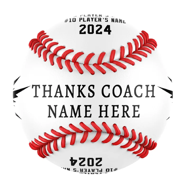 Baseball Pickoff Moves-Personalized White Thanks Coach Gift Baseballs