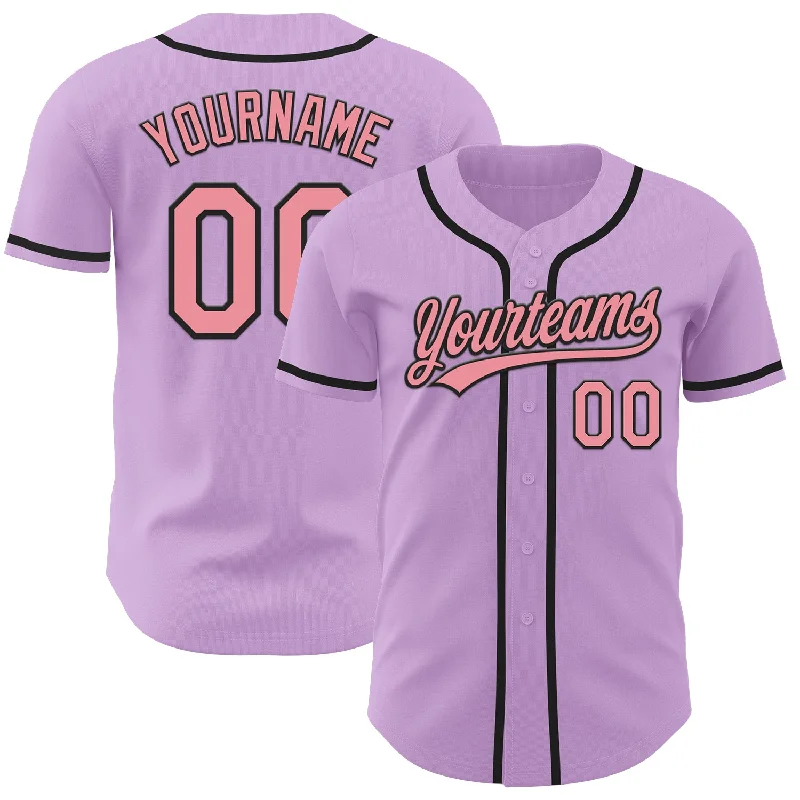 Baseball Jersey With Player Autograph-Custom Light Purple Medium Pink-Black Authentic Baseball Jersey