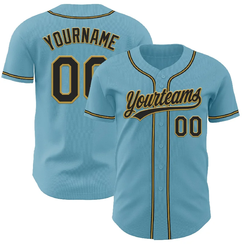 Baseball Jersey For Game Day-Custom Shadow Blue Black-Old Gold Authentic Baseball Jersey