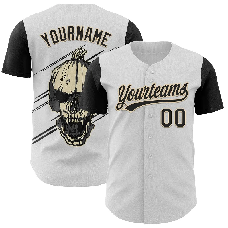 Baseball Jersey With Lightweight Padding-Custom White Black-City Cream 3D Halloween Authentic Baseball Jersey