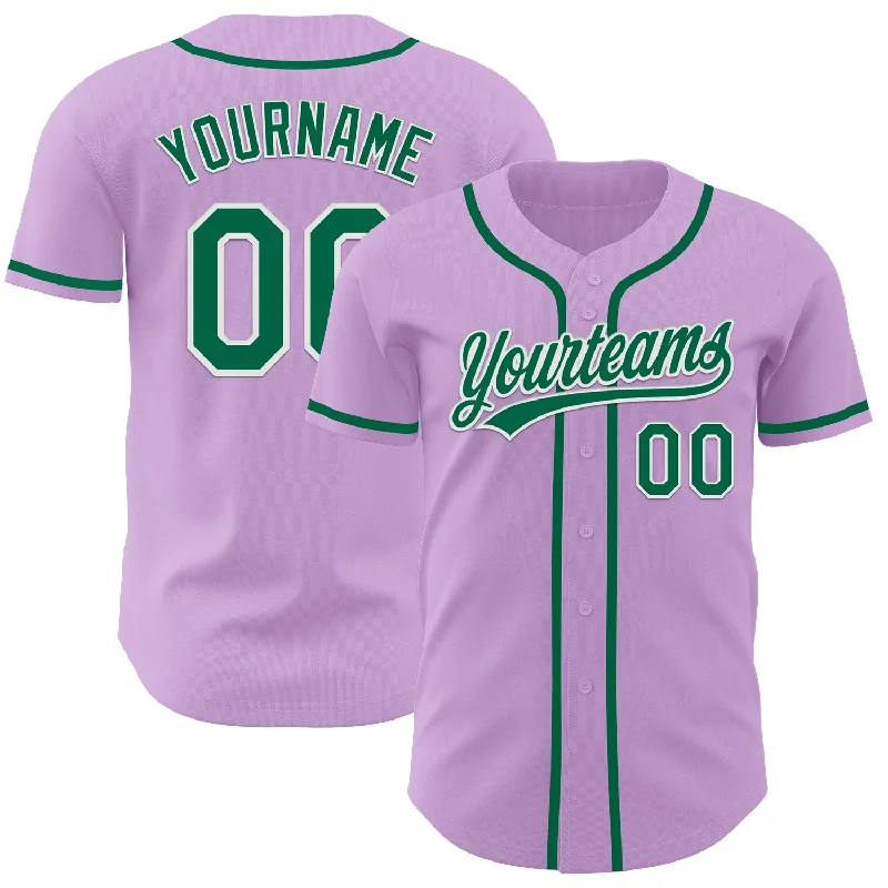 Baseball Jersey With Round Neck-Custom Light Purple Kelly Green-White Authentic Baseball Jersey