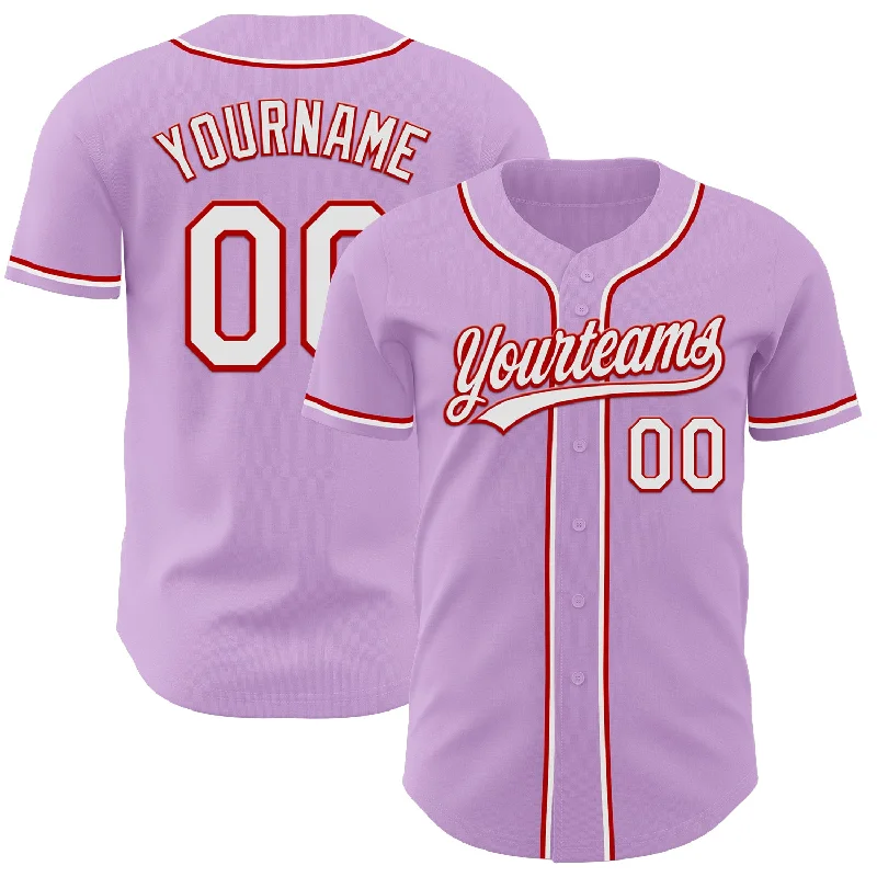 Baseball Jersey For Summer Games-Custom Light Purple White-Red Authentic Baseball Jersey