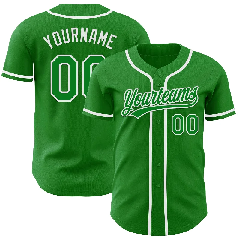 Baseball Jersey With Loose Fit-Custom Grass Green White Authentic Baseball Jersey