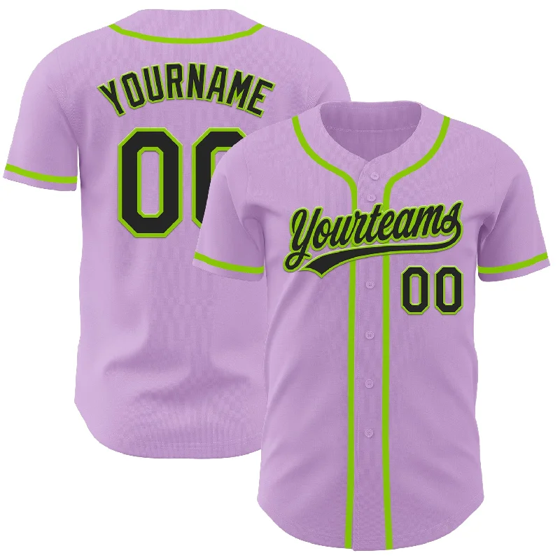 Baseball Jersey For Winter Training-Custom Light Purple Black-Neon Green Authentic Baseball Jersey