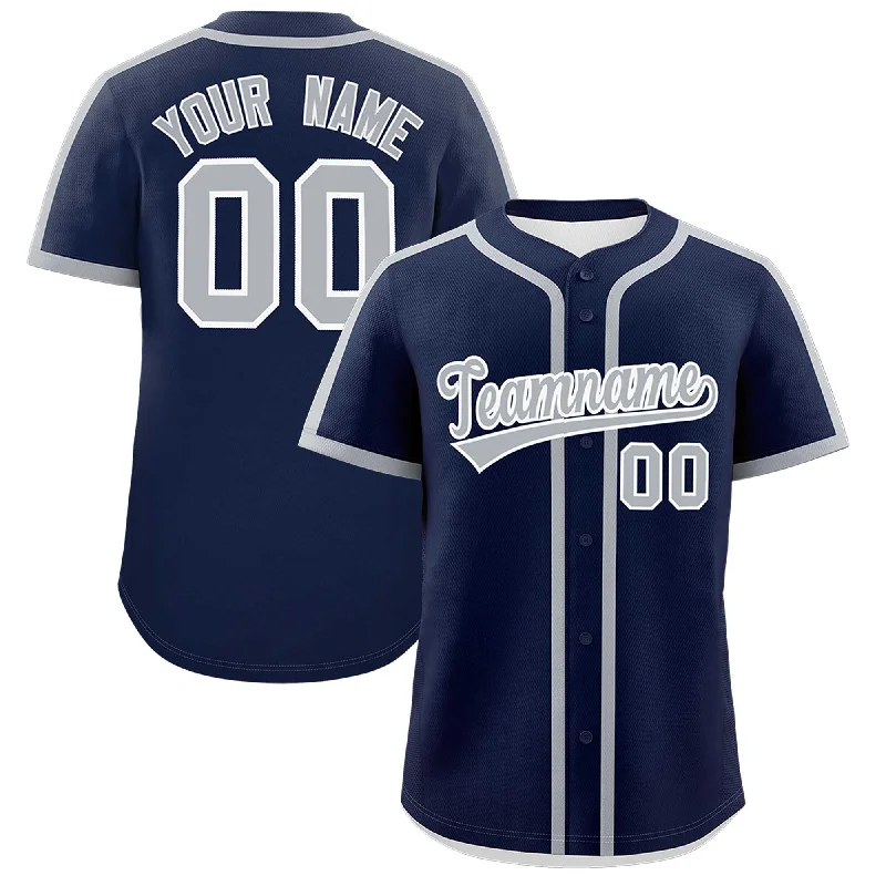 Baseball Jersey For Kids-Custom Navy Gray Personalized Classic Authentic Baseball Jersey