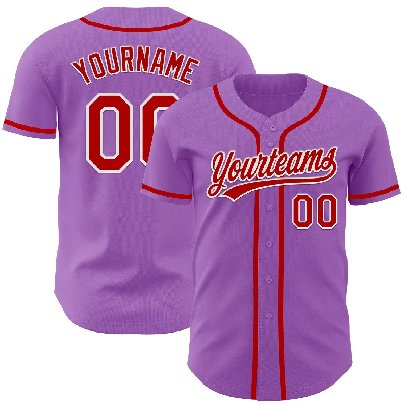 Baseball Jersey With Fade-Resistant Print-Custom Medium Purple Red-White Authentic Baseball Jersey