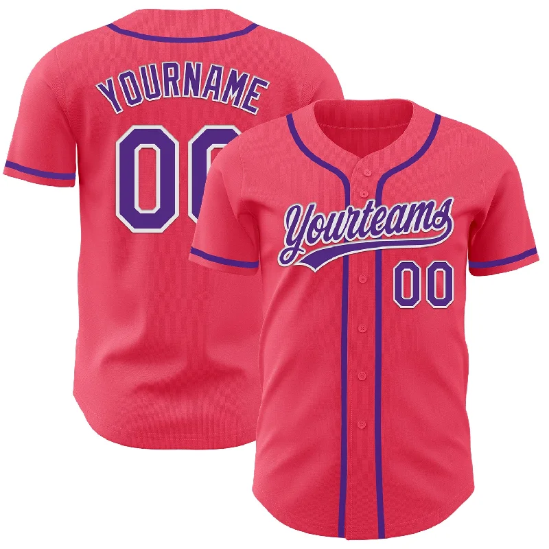 Baseball Jersey For College-Custom Neon Pink Purple-White Authentic Baseball Jersey