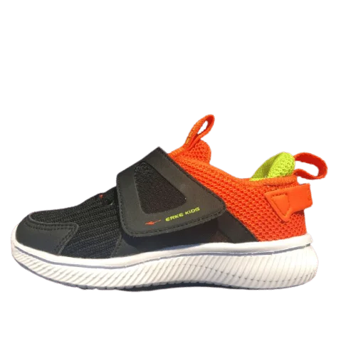 Basketball Shoes With Bold Colors-Erke Shoes Kids-Boys Running Black/D.Orange 63120103015-004