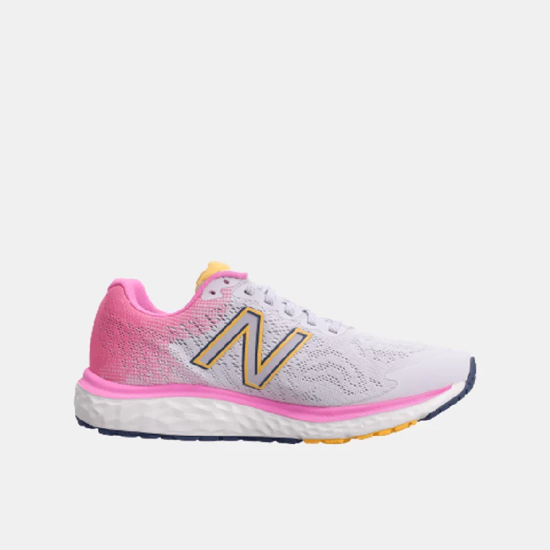 Basketball Shoes With Non-Squeak Sole-New Balance 680 Women Running Shoes Grey/Pink