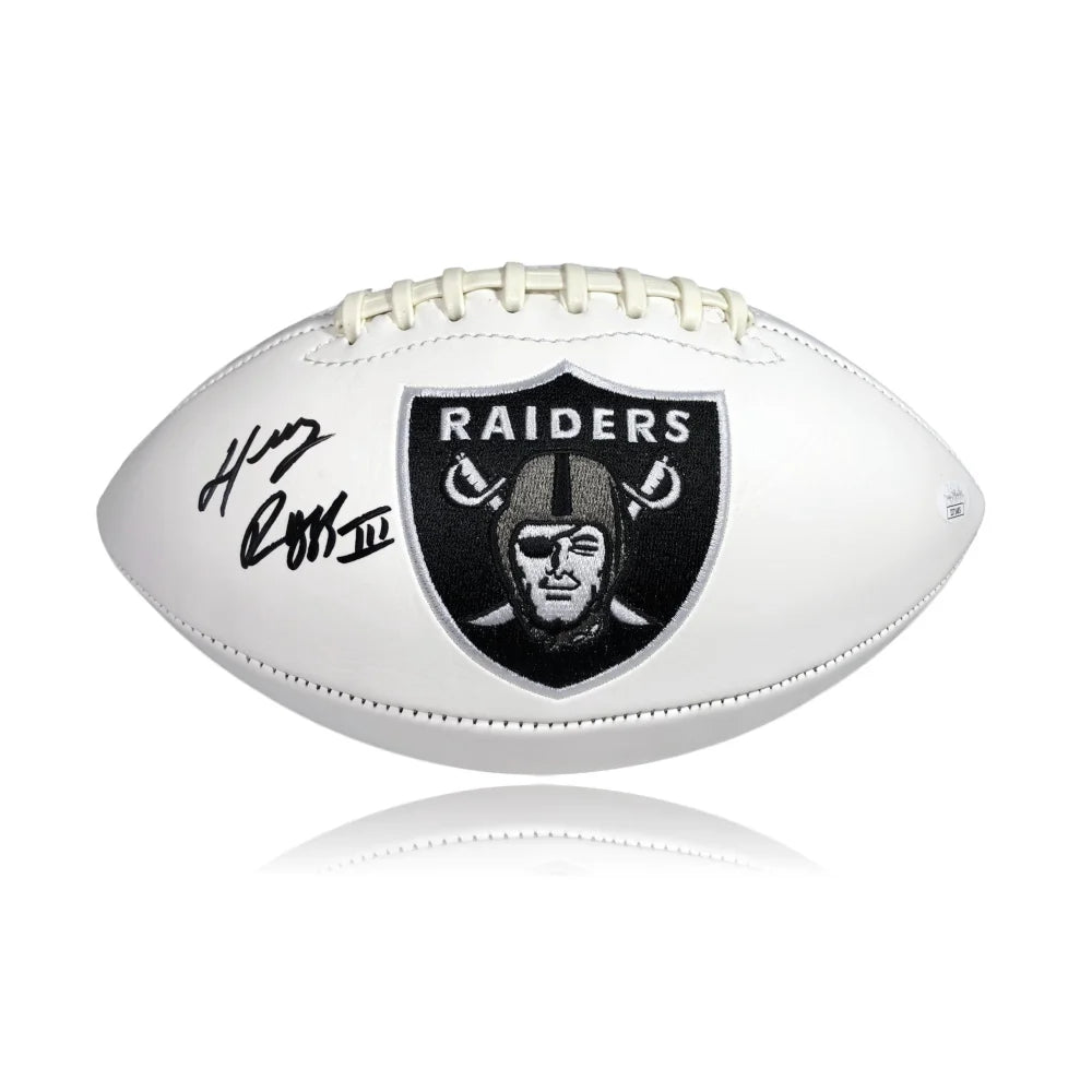 Rugby Charity Matches-Henry Ruggs III Signed Las Vegas Raiders White Logo Stat Football COA JSA Autograph